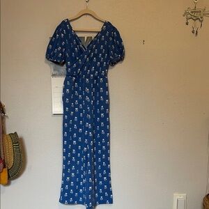 Tea Collection Blue Floral Kids Jumpsuit